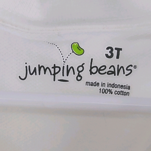 💙 JUMPING BEANS White Short Sleeved Polo Shirt 3T - Picture 3 of 3
